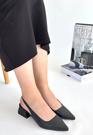 Morji Siyah Cilt Topuklu Ayakkabı