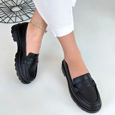 Narli Siyah Cilt Oxford Ayakkabı