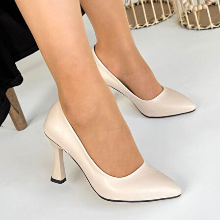 Ulba Bej Cilt Stiletto Ayakkabı