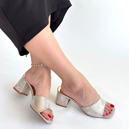 Luart Gold Simli Topuklu Terlik