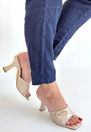 Sief Bej Rugan Topuklu Terlik