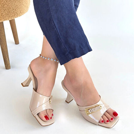 Sief Bej Rugan Topuklu Terlik