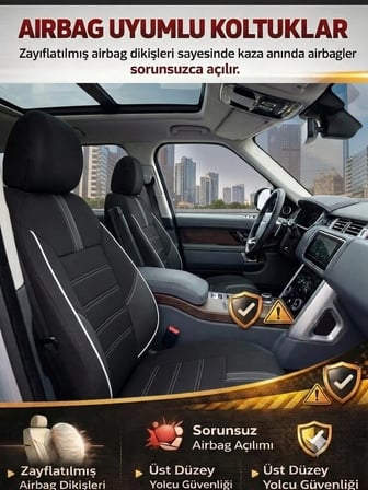 Yıldız Siyah Beyaz Serisi Geely Echo İle Uyumlu Tam Set Oto Koltuk Kılıfı