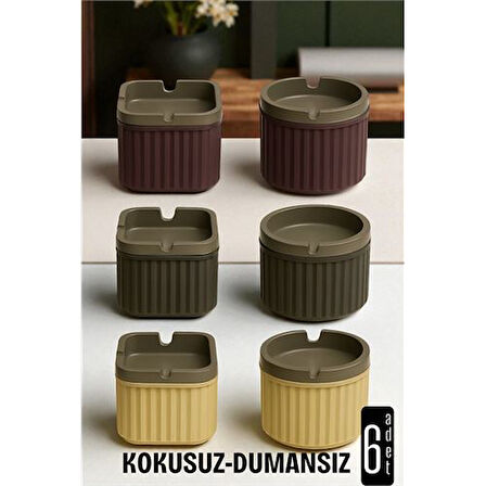 Kokusuz Dumansız Küllük - 6 li Küllük Seti Kafe Küllüğü Restoran Küllüğü Masaüstü Küllük