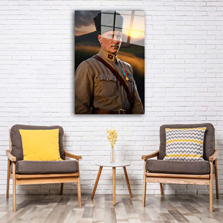 Atatürk Portresi 2 Yapay Zeka Cam Tablo