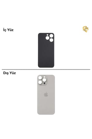 iPhone 15 Pro Max Naturel Titanyum Renk Arka Kapak Arka Cam Batarya Kapağı Lazer Kesim Kapak Pil Kapağı