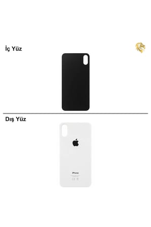 iPhone X Gümüş Renk Arka Kapak Arka Cam Batarya Kapağı Lazer Kesim Kapak Pil Kapağı