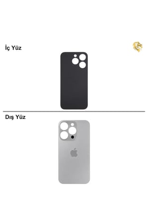 iPhone 15 Pro Naturel Titanyum Renk Arka Kapak Arka Cam Batarya Kapağı Lazer Kesim Kapak Pil Kapağı