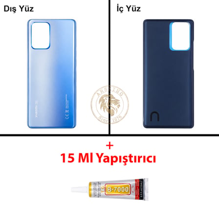 Xiaomi Mi 11T PRO Göksel Mavi Arka Pil Kapağı Batarya Kapağı Lazer Kesim + B-7000 Yapıştırıcı