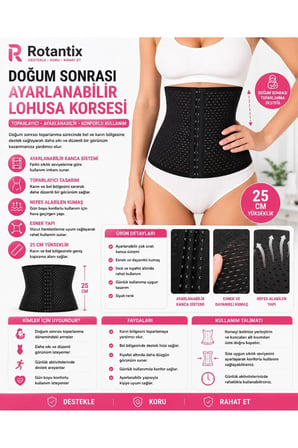 Doğum Sonrası Ayarlanabilir Lohusa Hamile Toparlayıcı Bel korsesi