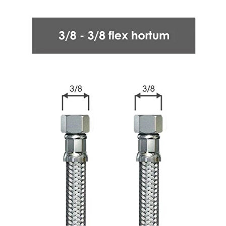 3/8 Dişi - 3/8 Dişi Su Bağlantı Flexi Hortumu (2 Adet)