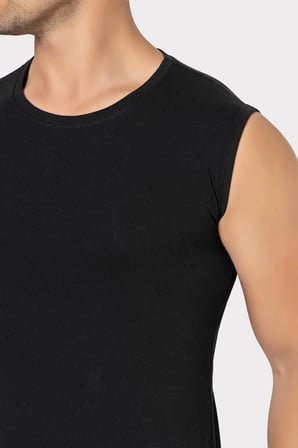 Özel Seri 2 Adet Erkek Siyah Bisiklet Yaka Kolsuz Tişört Yazlık Giysi Pamuklu Üst Slim Fit