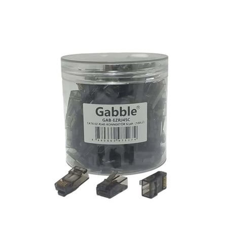 Yeni Nesil Delikli RJ45 Soketi Cat6 100LÜ Paket GABBLE GAB-EZRJ45 Ez 