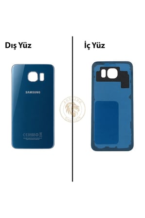 Samsung Galaxy S6 Mavi Renk Uyumlu Arka Kapak Arka Cam Batarya Kapağı Pil Kapağı Lazer Kesim Back Cover Galaxy S6 Uyumlu