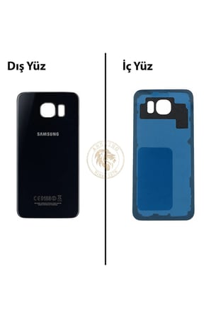 Samsung Galaxy S6 Siyah Uyumlu Arka Kapak Arka Cam Pil Kapağı Batarya Kapağı Lazer Kesim