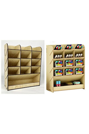 Mirage Masaüstü Kalemlik ve Markör,Posca,Copic için Ahşap Stant Kalemlik (akçaağaç)