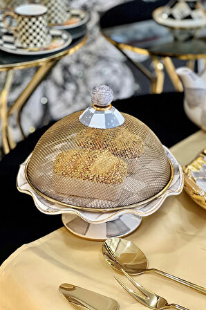 Damalı Gri Küçük Boy Kek Stand Teli