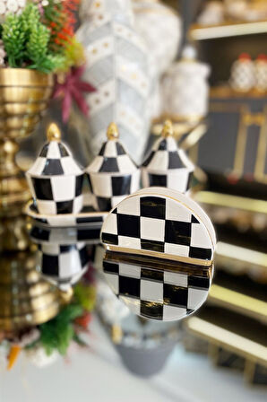 Damalı Siyah Peçetelik