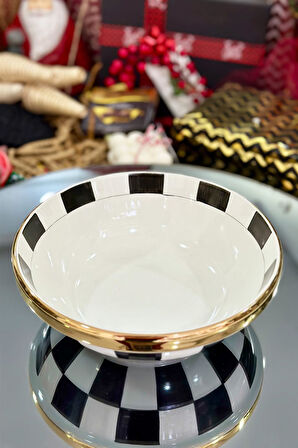 Damalı Siyah 20cm Kase