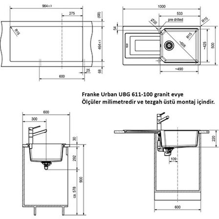 FRANKE URBAN UBG 611-100 NERO GRANİT MUTFAK EVYESİ