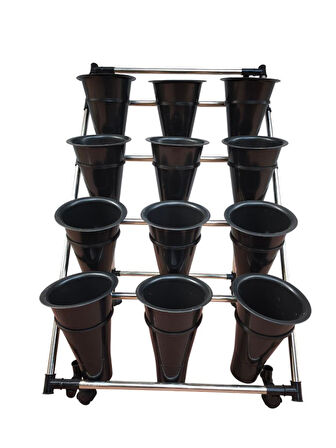 TEKERLEKLİ METAL SAKSI STANDI