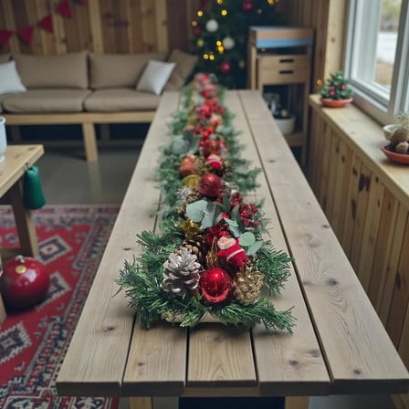 120Cm - Masaüstü Dekorasyon Yilbaşi Yemek Masasi Doğal Ürünler Arajman