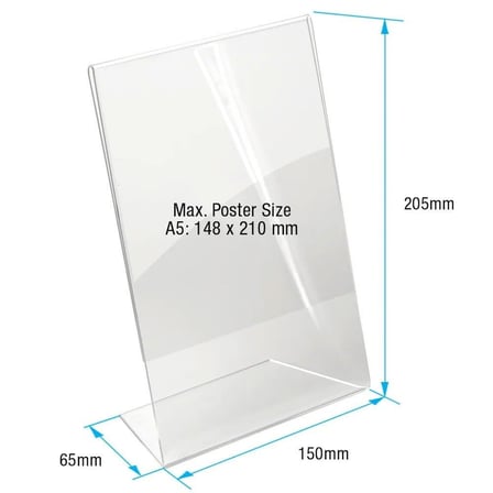 L Tipi Dikey A5 Pleksi Masaüstü Şeffaf Föylük Broşürlük Fiyatlık 50li Paket