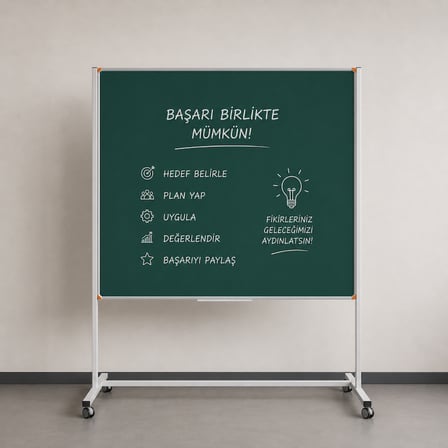 Emaye Yüzey Mobil Yazı Tahtası 120x120cm Yeşil
