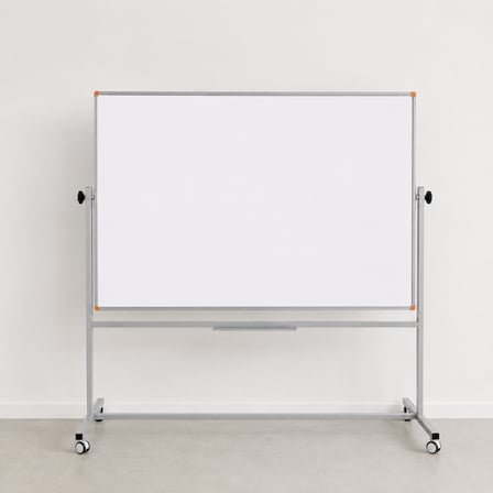 Emaye Yüzey 360° Dönerli Mobil Yazı Tahtası 120x140cm Beyaz