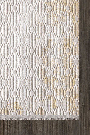 Artemis Halı Artex 02503B Gri Gold Modern Saçaklı Halı