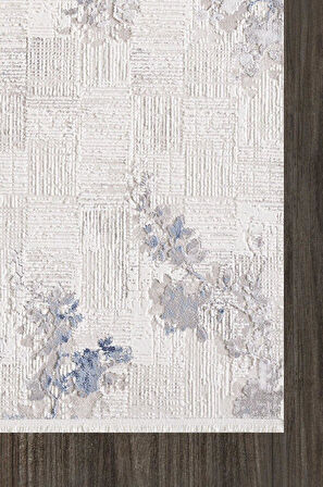 Artemis Halı Artex 02506A Krem Mavi Çiçekli Desen Halı