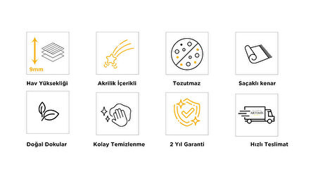 Artemis Halı Artex 05855A Krem Gri Modern Saçaklı Halı