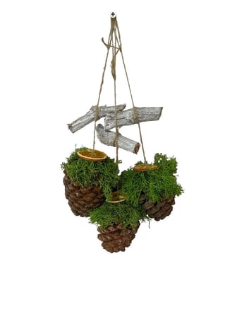3 Lü Set Kapı Ve Duvar Süsü Doğal Kozalak Portakal Reindeer Moss Hasır İp Hobi Parti Yılbaşı Dekor