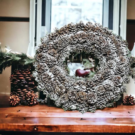 KAPI SÜSÜ YILBAŞI NOEL DOĞAL KARLANMIŞ KOZALAK ÇELENK - ELYAPIMI HANDMADE