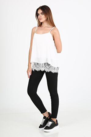 ALEXANDERGARDI UCU DANTELLİ ASKILI BLUZ (ARTNR5473)