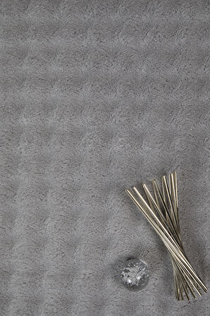 Bubble Oval Yumuşak Peluş Kaymaz Salon Oturma Odası Balkon Halısı Yolluk Gri