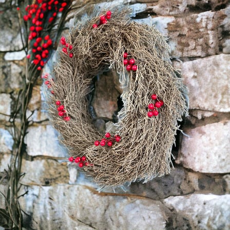 Yeni̇ Yilbaşi Noel Strong Çelenk 50Cm - Parti̇ Eğlence Hobi̇ Kapi Süsü Dekorasyon Natural
