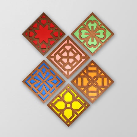 Dekoratif Duvar Dekoru Tablo Mdf Renkli 3mm 25cm x 25cm Diamond Hediye veya Kendinize