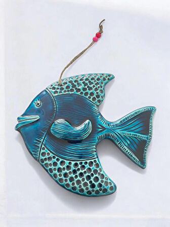 Dekoratif Büyük Boy 1 Adet El Yapımı Balık Tasarımlı Kapı - Duvar - Bahçe Süsü