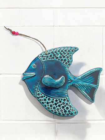 Dekoratif Büyük Boy 1 Adet El Yapımı Balık Tasarımlı Kapı - Duvar - Bahçe Süsü