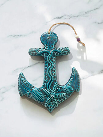 Dekoratif Büyük Boy 1 Adet El Yapımı Çapa Tasarımlı Kapı - Duvar - Bahçe Süsü