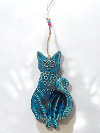 Dekoratif Büyük Boy 1 Adet El Yapımı Kedi Tasarımlı Kapı - Duvar - Bahçe Süsü