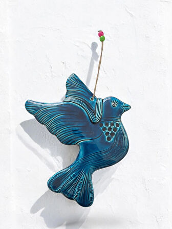 Dekoratif Büyük Boy 1 Adet El Yapımı Kuş Tasarımlı Kapı - Duvar - Bahçe Süsü