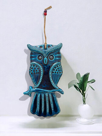 Dekoratif Büyük Boy 1 Adet El Yapımı Baykuş Tasarımlı Kapı - Duvar - Bahçe Süsü