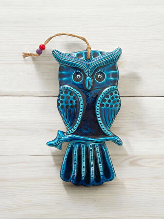 Dekoratif Büyük Boy 1 Adet El Yapımı Baykuş Tasarımlı Kapı - Duvar - Bahçe Süsü