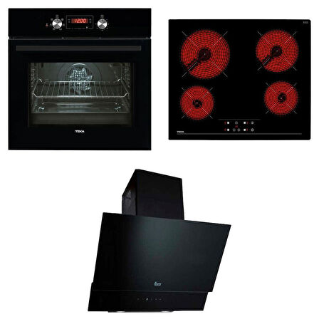 Teka Ankastre Set Chef 9 ; HAK 627 BK Ankastre Fırın, TZ 6415 Ankastre Ocak, TVT 60.1 BLACK Davlumbaz