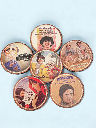Nostaljik Yeşilçam Replikleri ile Baskılı Çay, Kahve, Meşrubat Altlığı - Nihale 6 Adet