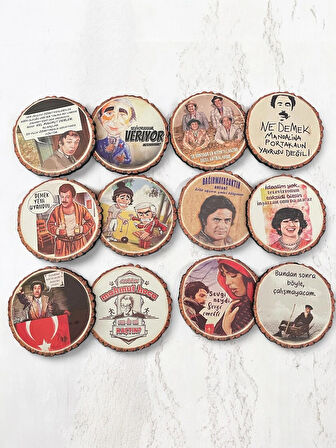 Nostaljik Yeşilçam Replikleri ile Baskılı Çay, Kahve, Meşrubat Altlığı - Nihale 12 Adet