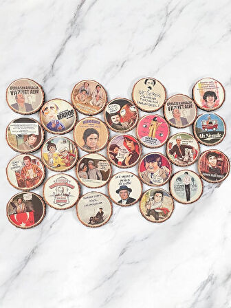 Nostaljik Yeşilçam Replikleri ile Baskılı Çay, Kahve, Meşrubat Altlığı - Nihale 24 Adet