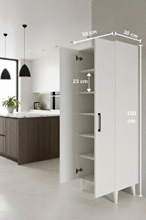 ARUAT 6 Raf'lı Mutfak & Banyo Çok Amaçlı Kulanılabilen Kapaklı Dolap